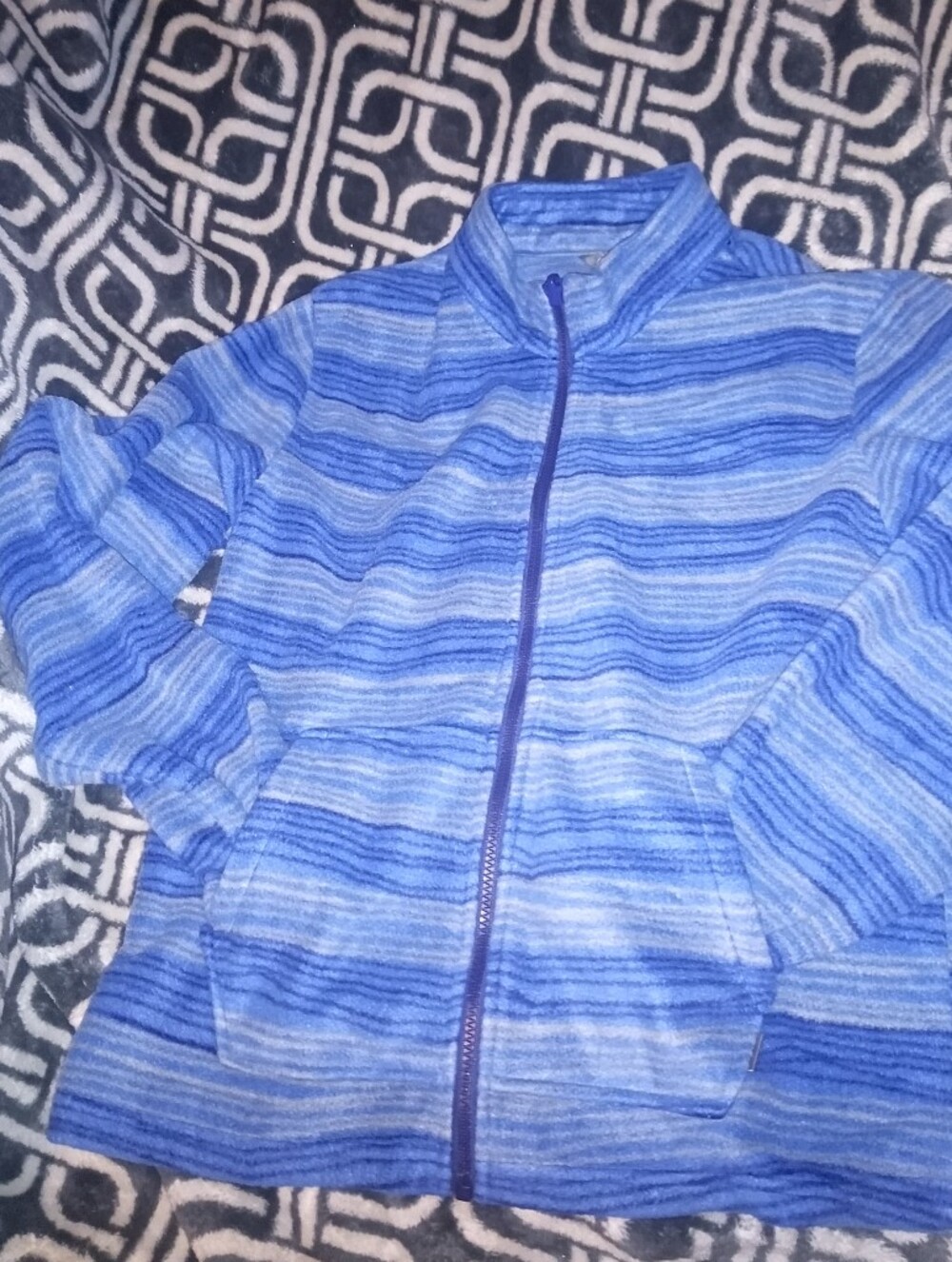 Eddie Bauer Blue Striped Kids Zip Hoodie Sz 14/16